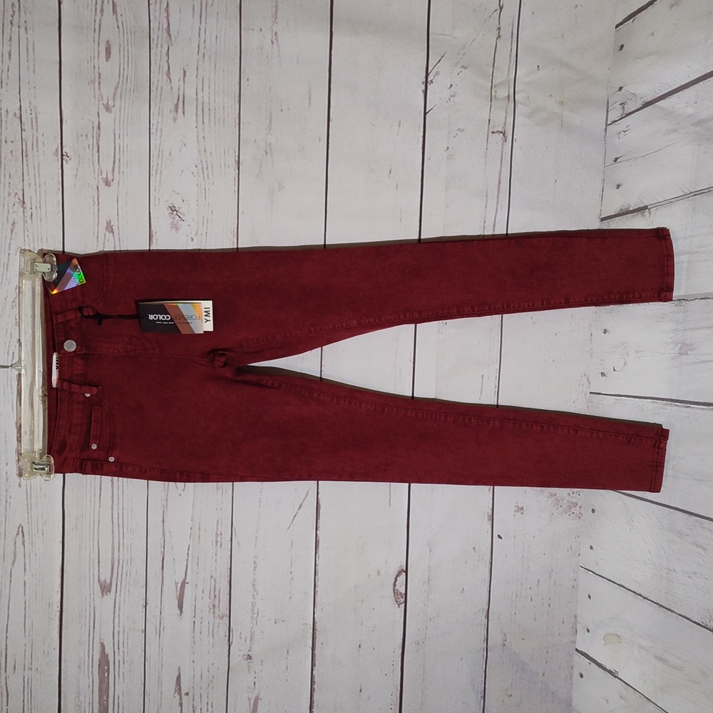 YMI Mid Rise Skinny Jeans Maroon - Flattering Skinny Jeans